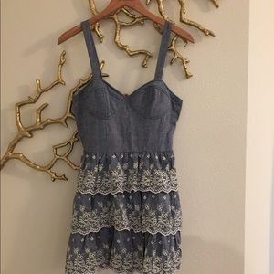 Beautiful Denim Embroidered Bodice Dress